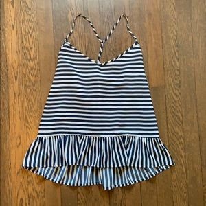 Blue and white striped top